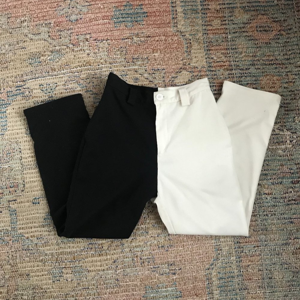 fashion brand company black and white two tone trousers